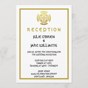 Invitation Croix de nœud celtique de mariage en faux or