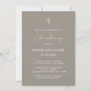 Invitation Croix d'or neutre minimaliste simple