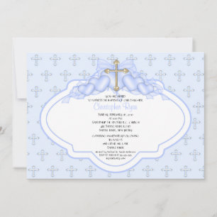 Invitation Croix douce Bébé Baptême Inversion