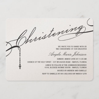 Invitation Croix du script noir de Christening Photographie r