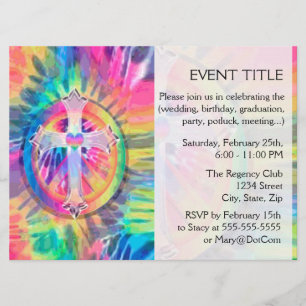 Invitation Croix du Tee Dye avec coeur au centre