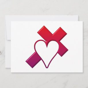 Invitation Croix et cœur #1 (3-D Rouge / violet)