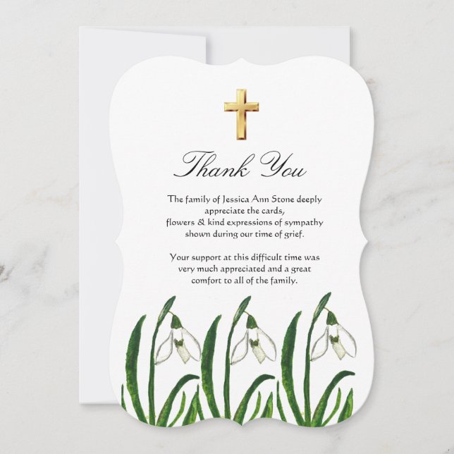 Invitation Croix florale funéraire Muguet Merci  (Devant)