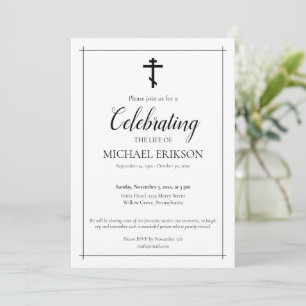 Invitation Croix orthodoxe pour une célébration minimaliste d