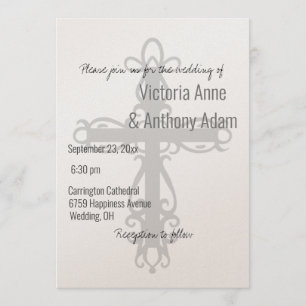 Invitation Croix religieuse Champagne chrétien Mariage brilla