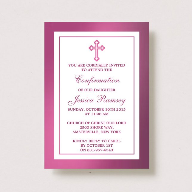 Invitation Croix rose métallique Communion Ou Confirmation (Créateur téléchargé)