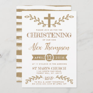 Invitation Croix Rustique Kraft & Foliing Christening