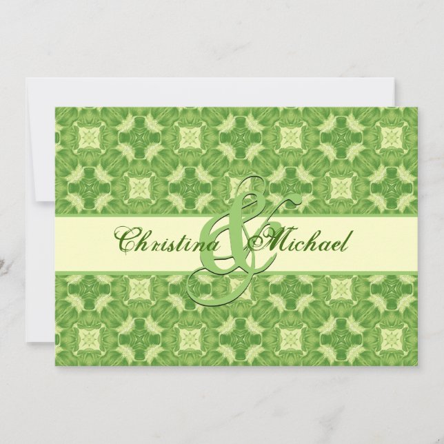 Invitation Croix verte de citron vert et crème et Mariage Car (Devant)
