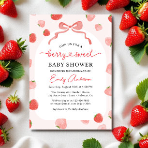 Invitation Croquette Bow Fraise Berry Baby shower sucré
