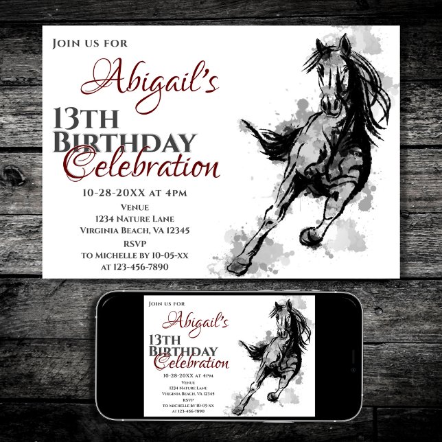 Invitation Croquis à cheval Galloping Fête d'anniversaire (Créateur téléchargé)