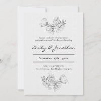 Croquis crayon floral | Mariage minimaliste