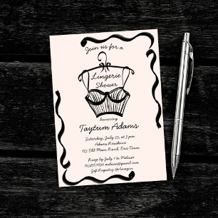Invitation Croquis de bordure ondulée Lingerie nuptiale