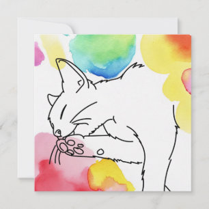 Invitation Croquis de chat coloré