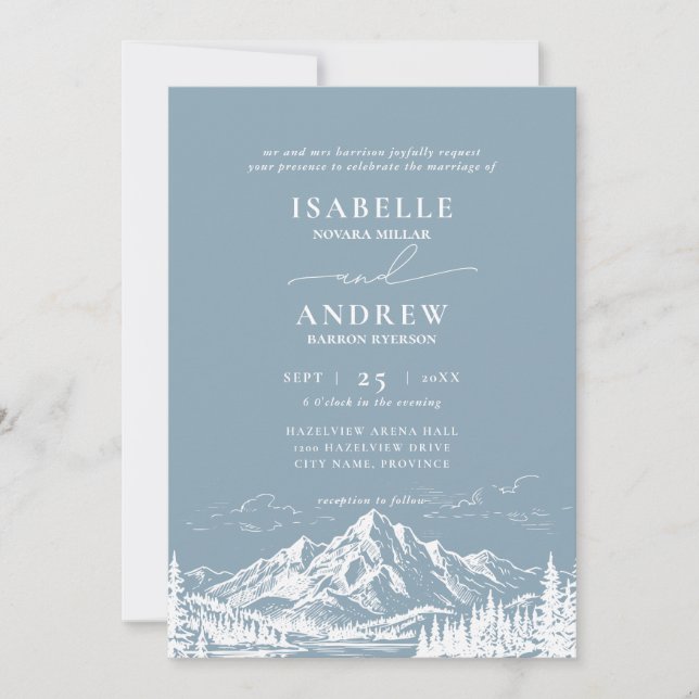 Invitation Croquis de paysage de destination Mariage (Devant)