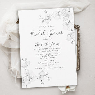 Invitation Croquis d'orchidée Élégant Shower de Mariage Noir
