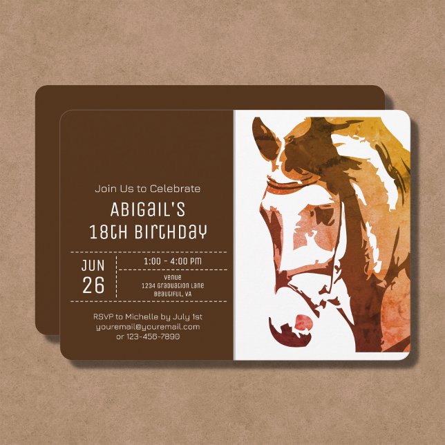 Invitation Croquis moderne Brown et blanc Anniversaire (Créateur téléchargé)
