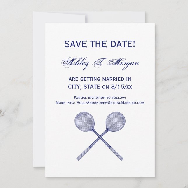 Invitation Crossed Squash Racquets Blue (Devant)