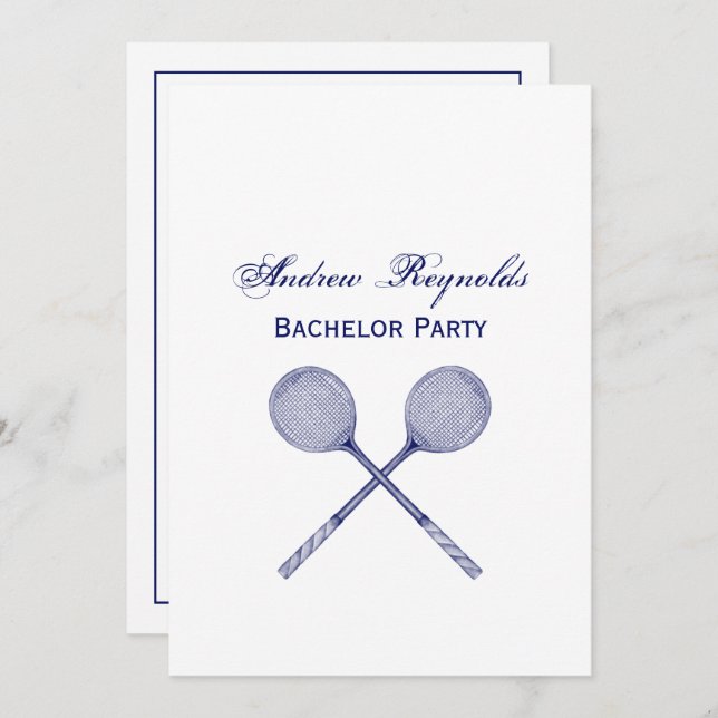 Invitation Crossed Squash Racquets Blue (Devant / Derrière)