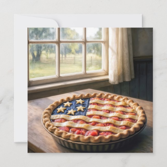 Invitation Croûte de drapeau américain sur une tarte maison (Devant)