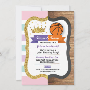 Invitation Crown & Basketball Joint Anniversaire Garçon Sport