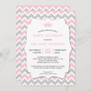 Invitation Crown Girl Apporter un livre Baby showers invitati