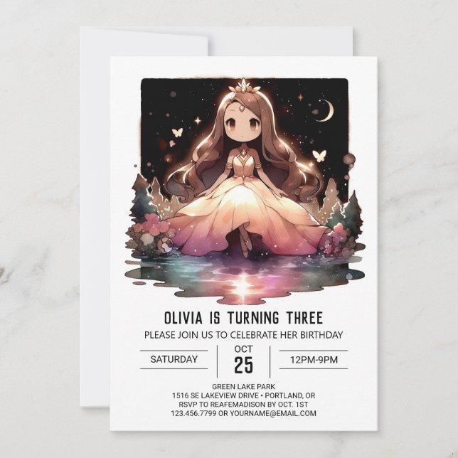 Invitation Crown Minimalist Princess Birthday (Devant)