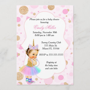 Invitation Cru 1 d'invitation de baby shower de licorne