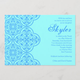 Invitation Cru de bleu de Skyler d'invitation de bat mitzvah