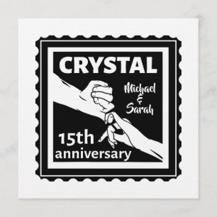 Invitation Crystal 15e anniversaire mariage tenant la main
