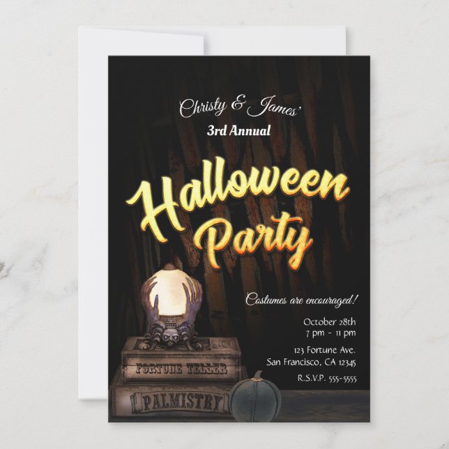 Invitation Crystal Ball Glow Fortune Teller Halloween Party (Devant)