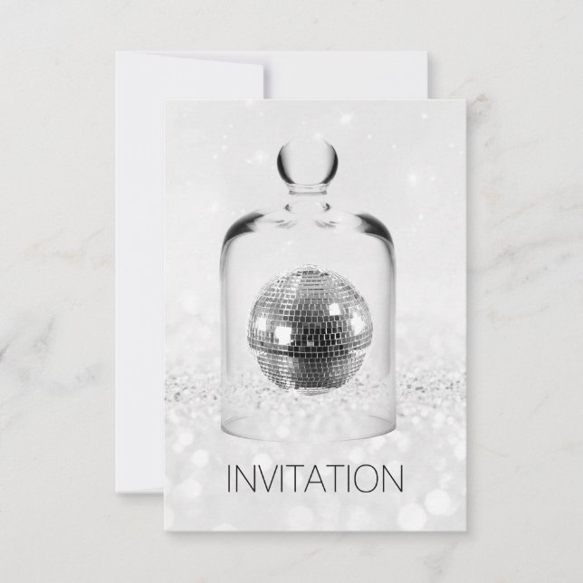 Invitation Crystal Globe Night Club Party Silver Grey Parties (Devant)