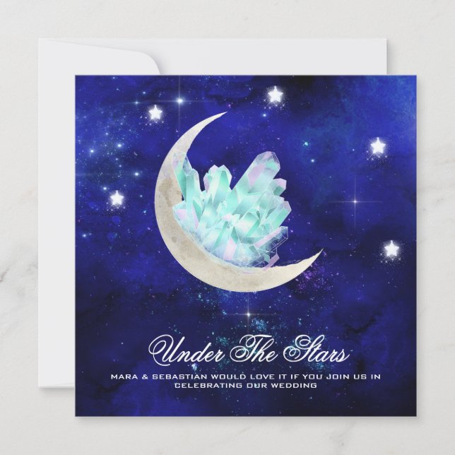 Invitation *~* CRYSTAL MOON STARS RSVP Website AR14 Mariage (Devant)