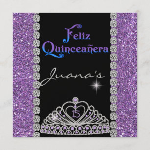 INVITATION CRYSTAL QUINCEANERA PURPLE