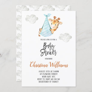 Invitation Cube minimaliste Giraffe Baby shower neutre