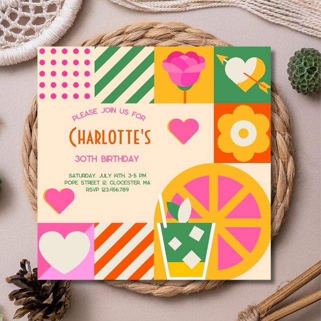 Invitation Cube moderne adulte Anniversaire (Créateur téléchargé)