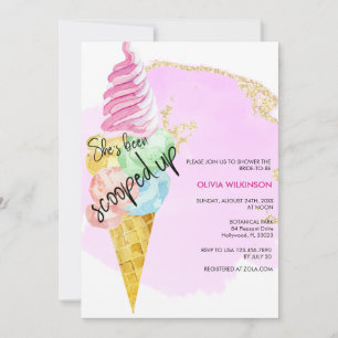 Invitation Cuillère de glace   Mariage avec paillettes rose o