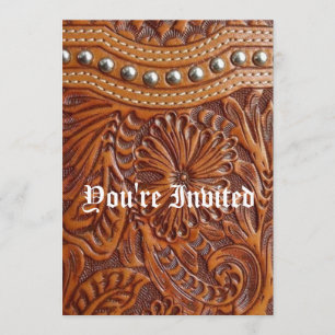 Invitation cuir clouté par motif vintage de pays occidental