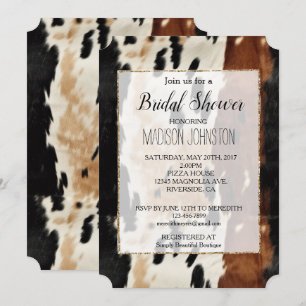 Invitation Cuir de vache couleur crème marron occidental