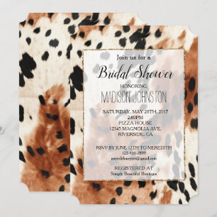 Invitation Cuir de vachette cowgirl brun occidental crème