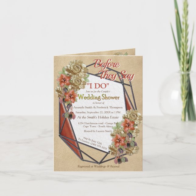 Invitation Cuir  géométrique Art Mariage Douche Couple (Devant)