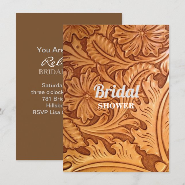 Invitation cuir ouvragé de cow-boy de campagne occidental rus (Devant / Derrière)