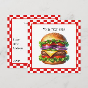Invitation Cuire Cute hors hamburger personnalisable partie p