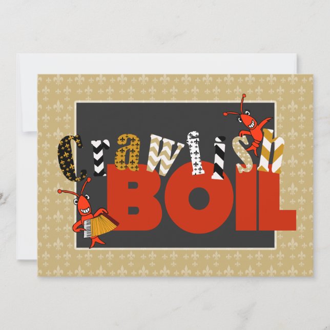 Invitation Cuisine à écrevisse Fleur de Lis Crawfish Boire (Devant)