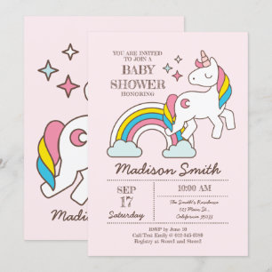Invitation Cuisine Arc-En-Ciel Unicorn Et Baby shower De Spar