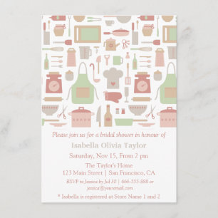 Invitation Cuisine branchée Fête des mariées d'ustensiles de 