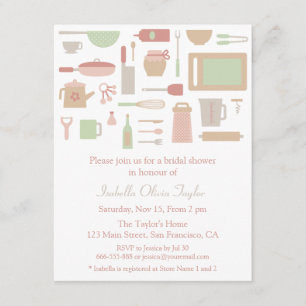 Invitation Cuisine branchée Fête des mariées d'ustensiles de 