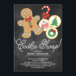 Invitation Cuisine Chalkboard Holiday Cookie Swap<br><div class="desc">Invitation tous à votre fête de Noël d'échange de biscuits de vacances avec notre élégante invitation avec un arrière - plan moderne en damier avec un homme en pain d'épices,  des biscuits à sucre de canne et à sucre de vacances.</div>