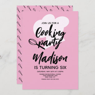 Invitation Cuisine Chef Baker Fête Anniversaire rose