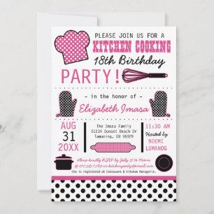 Invitation Cuisine cuisine fête d'anniversaire