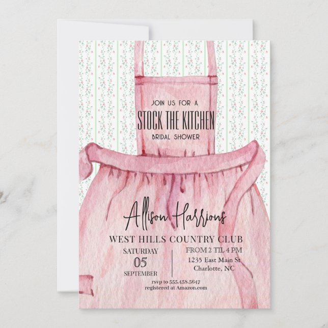 Invitation Cuisine douche invitation, stock cuisine (Devant)